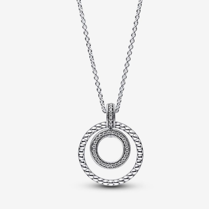 Pandora Signature Pavé & Beads Pendant Necklaces Sterling Silver | 479-AIKGBL