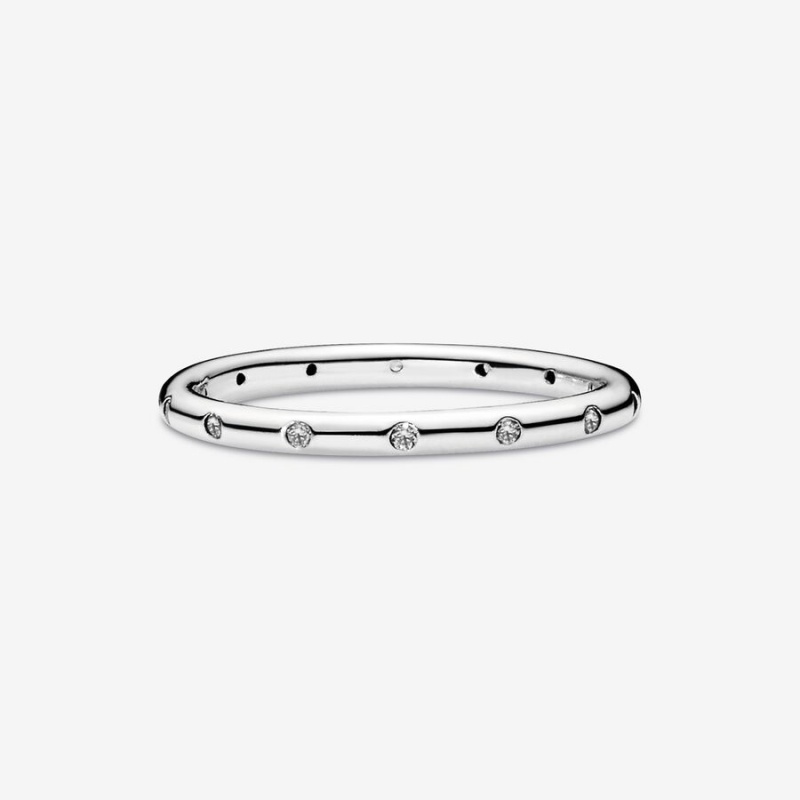 Pandora Simple Sparkling Band Rings Sterling Silver | 150-HPRTYF