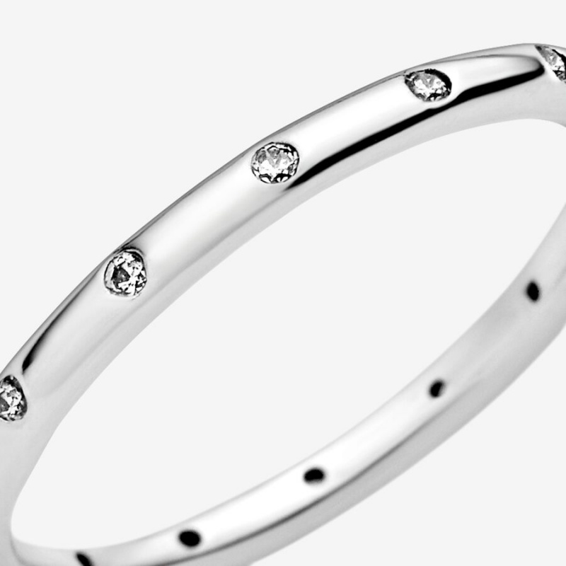 Pandora Simple Sparkling Band Rings Sterling Silver | 150-HPRTYF