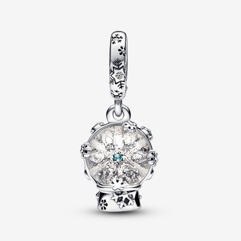 Pandora Snowflake Snow Globe Dangle Dangle Charms Sterling Silver | 074-YKXSRB