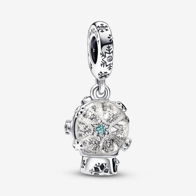 Pandora Snowflake Snow Globe Dangle Dangle Charms Sterling Silver | 074-YKXSRB