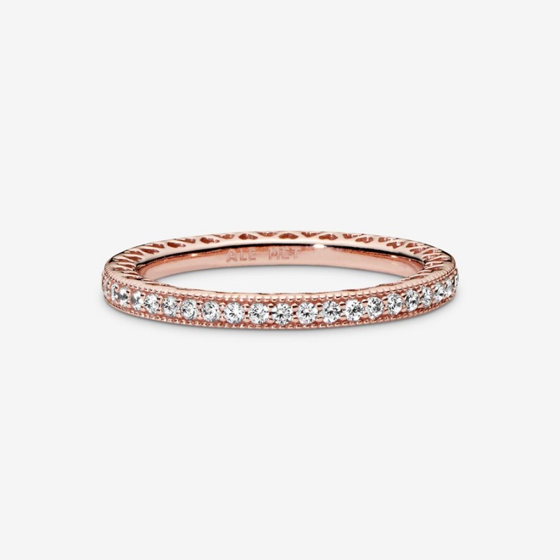 Pandora Sparkle Band Rings Rose Gold Plated | 148-XSLZYW