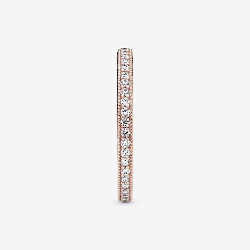 Pandora Sparkle Band Rings Rose Gold Plated | 148-XSLZYW