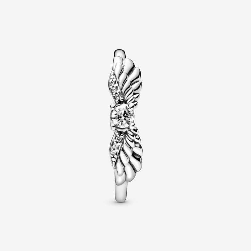 Pandora Sparkling Angel Wings Statement Rings Sterling Silver | 653-KIABVZ