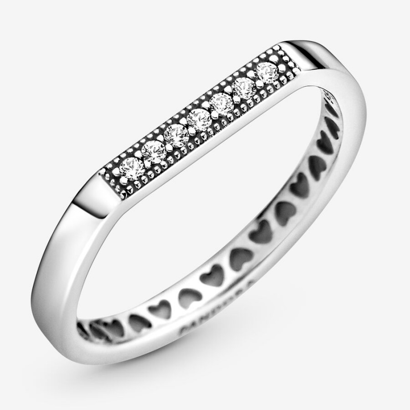 Pandora Sparkling Bar Stacking Stackable Rings Sterling Silver | 637-KGPAVB