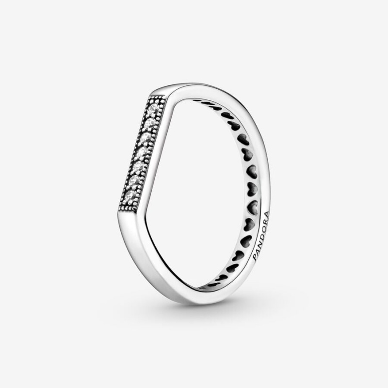 Pandora Sparkling Bar Stacking Stackable Rings Sterling Silver | 637-KGPAVB