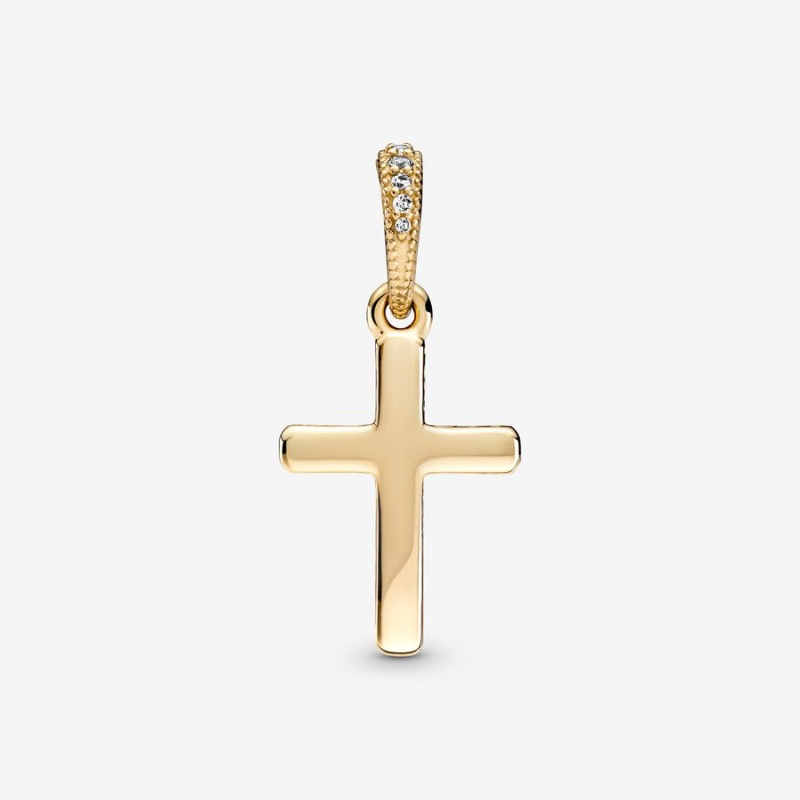 Pandora Sparkling Cross Pendants Gold | 489-CLGFKS