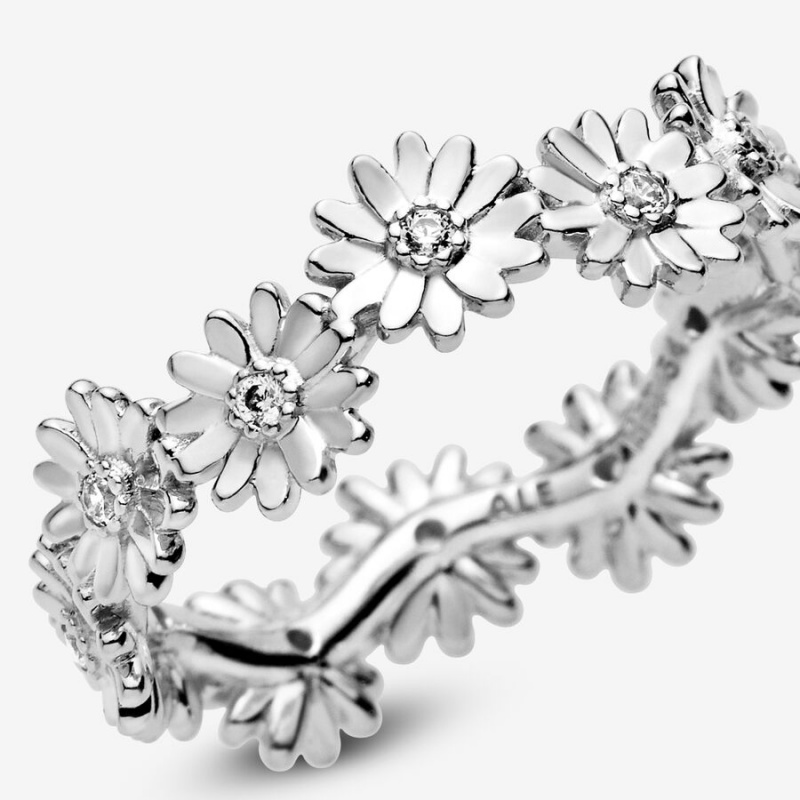 Pandora Sparkling Daisy Flower Crown Band Rings Sterling Silver | 521-NLGSIM