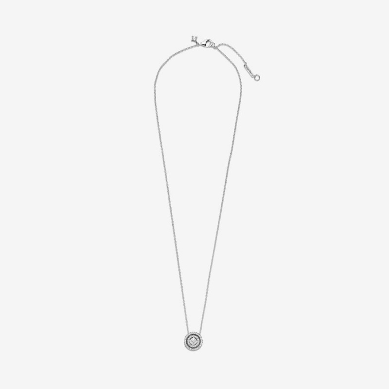 Pandora Sparkling Double Halo Collier Pendant Necklaces Sterling Silver | 642-WHESMT