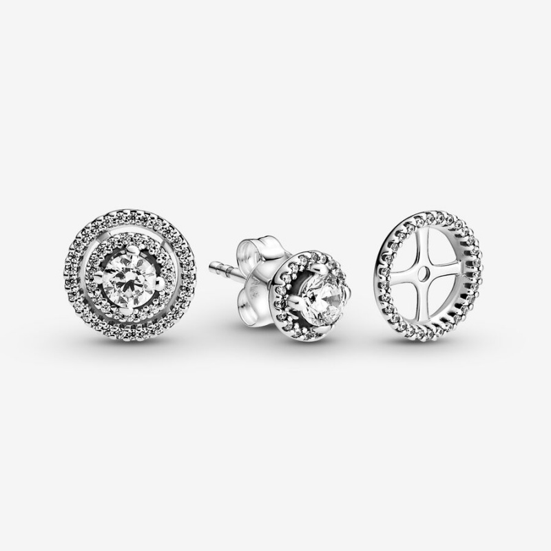 Pandora Sparkling Double Halos Stud Earrings Sterling Silver | 763-MKCGFW