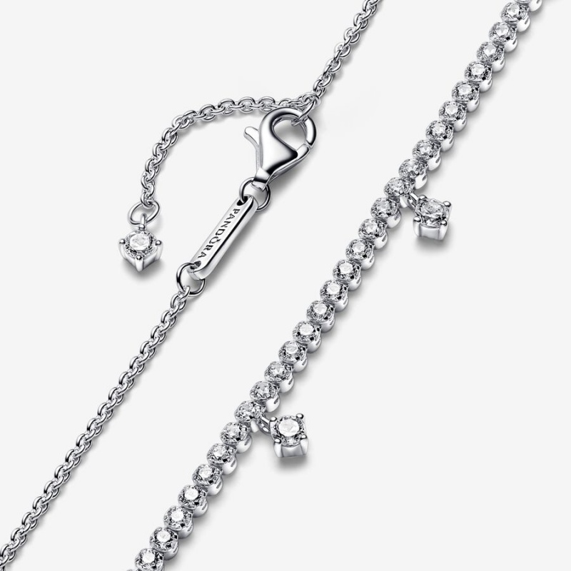 Pandora Sparkling Drop Collier Chain Necklaces Sterling Silver | 659-GXCYLN