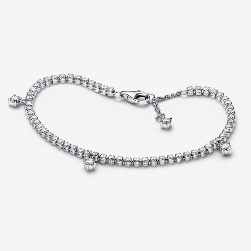 Pandora Sparkling Drops Tennis Non-charm Bracelets Sterling Silver | 410-ZUGVNY