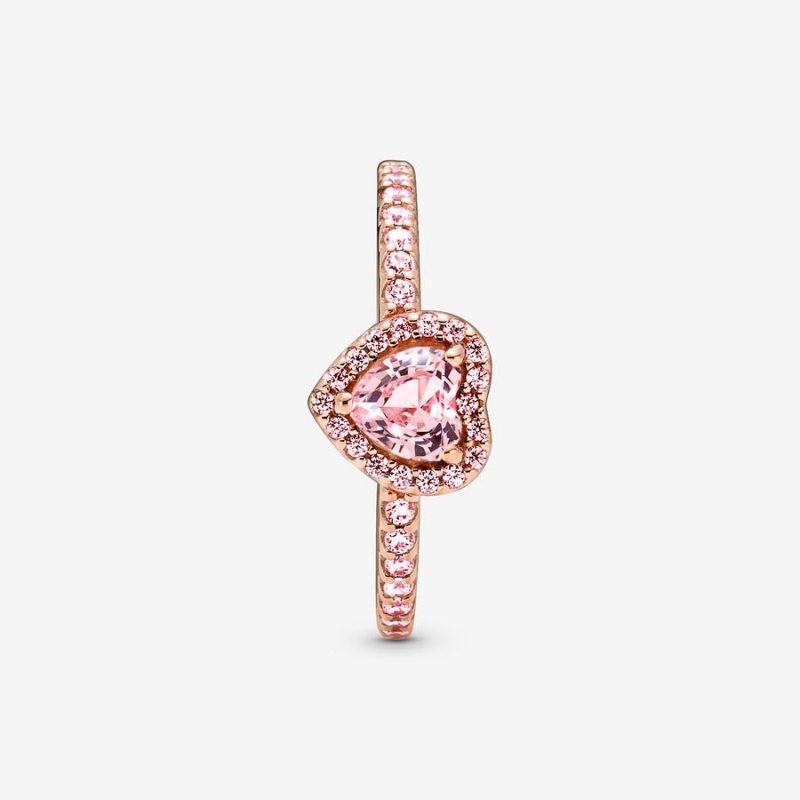 Pandora Sparkling Elevated Heart & Promise Rings Rose Gold Plated | 765-PHJEAN