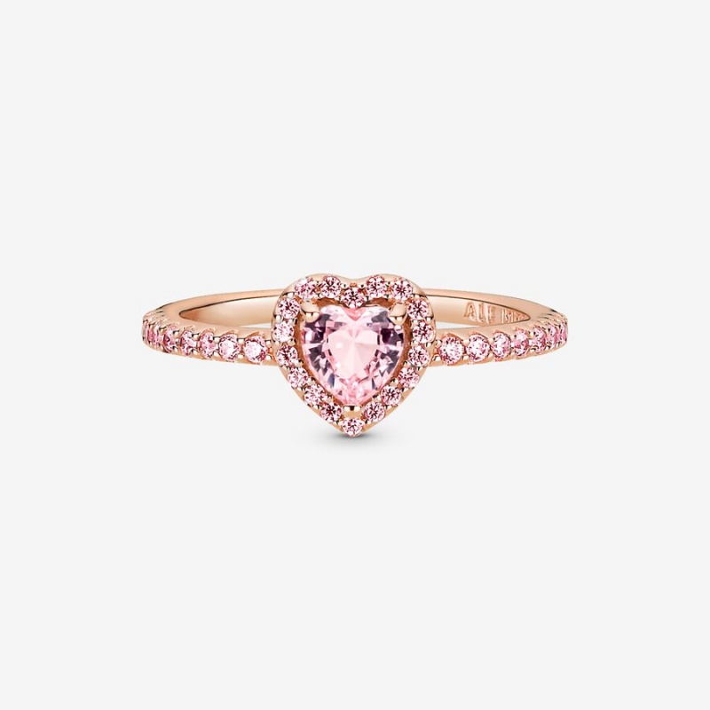 Pandora Sparkling Elevated Heart & Promise Rings Rose Gold Plated | 765-PHJEAN