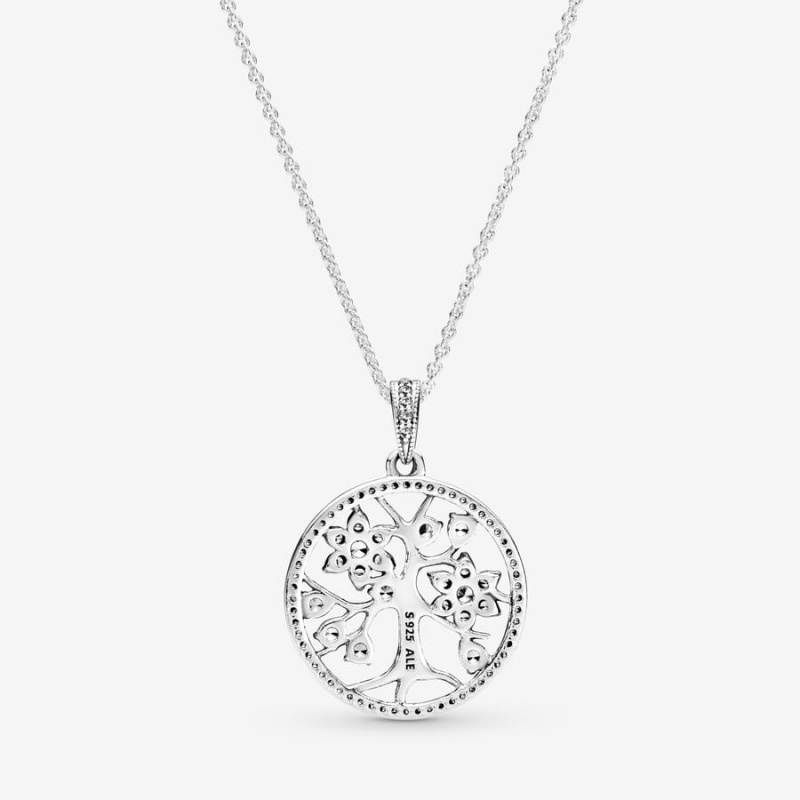 Pandora Sparkling Family Tree Chain Necklaces Sterling Silver | 708-LIXGUC