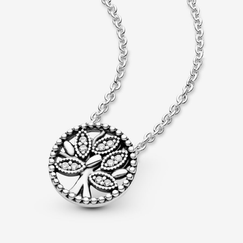 Pandora Sparkling Family Tree Pendant Necklaces Family Jewelry | 031-EGIHKT