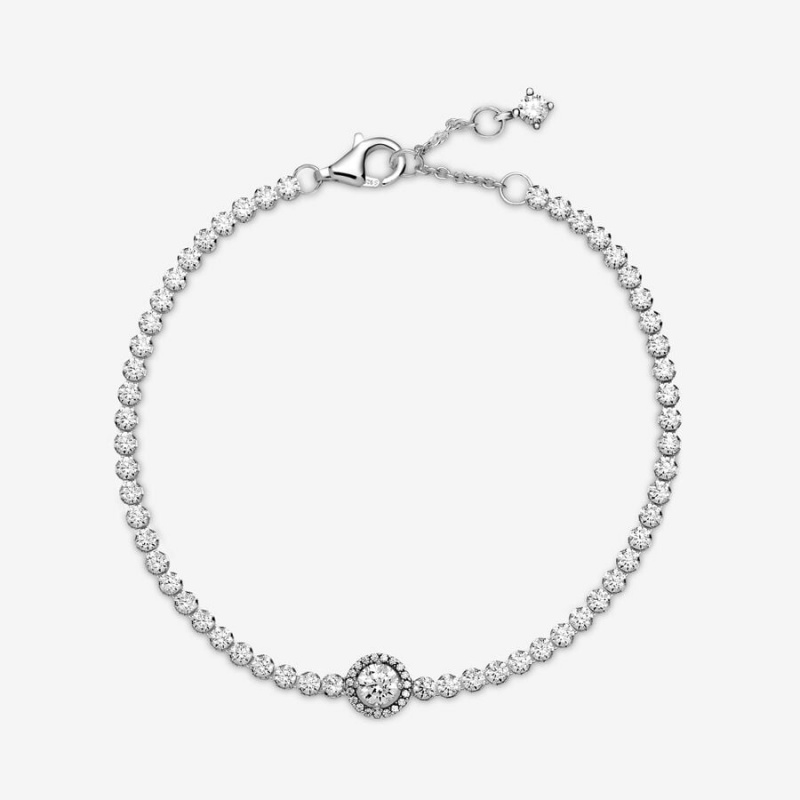 Pandora Sparkling Halo Tennis Non-charm Bracelets Sterling Silver | 718-SGOVFK