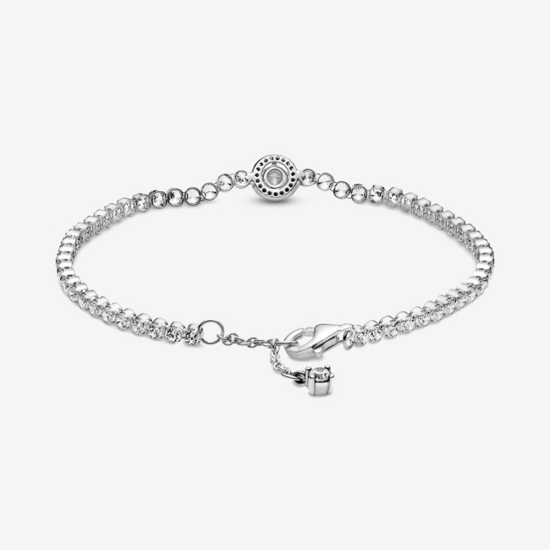 Pandora Sparkling Halo Tennis Non-charm Bracelets Sterling Silver | 718-SGOVFK