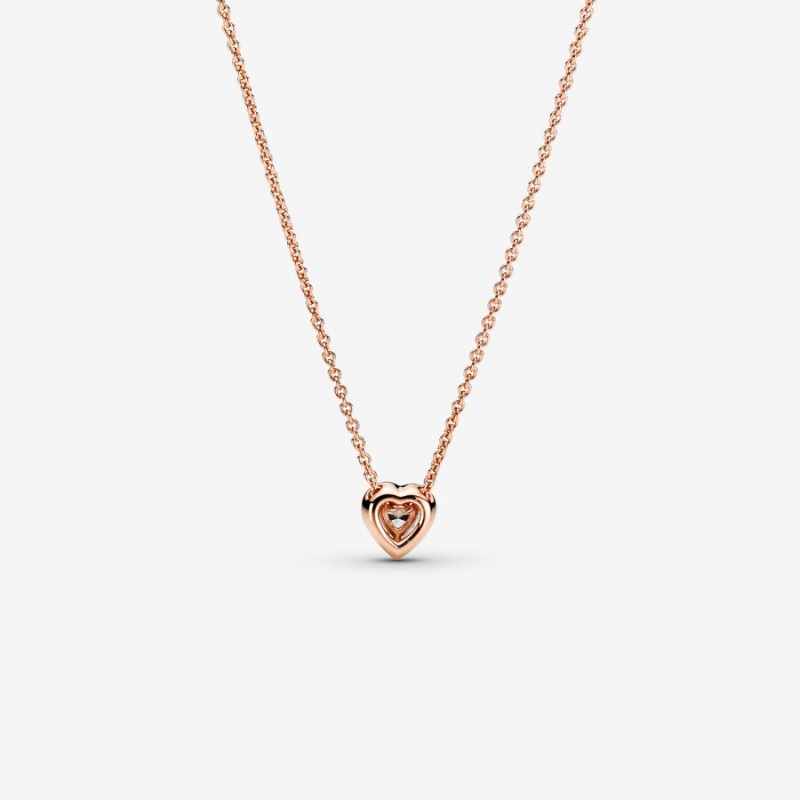 Pandora Sparkling Heart Collier Pendant Necklaces Rose Gold Plated | 523-ANLPZH