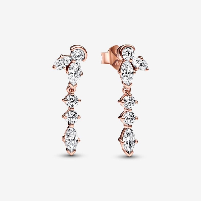 Pandora Sparkling Herbarium Cluster Drop Earrings Rose Gold Plated | 108-AOCEHD