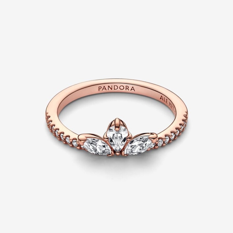 Pandora Sparkling Herbarium Cluster Stackable Rings Rose Gold Plated | 765-ITGFNC