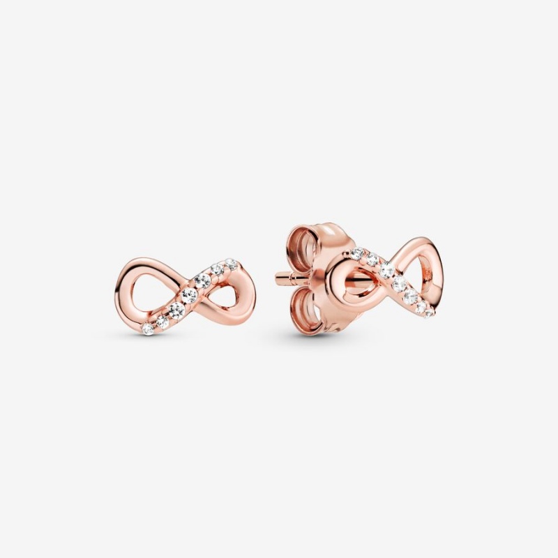 Pandora Sparkling Infinitys Stud Earrings Rose Gold Plated | 803-AEOYXB