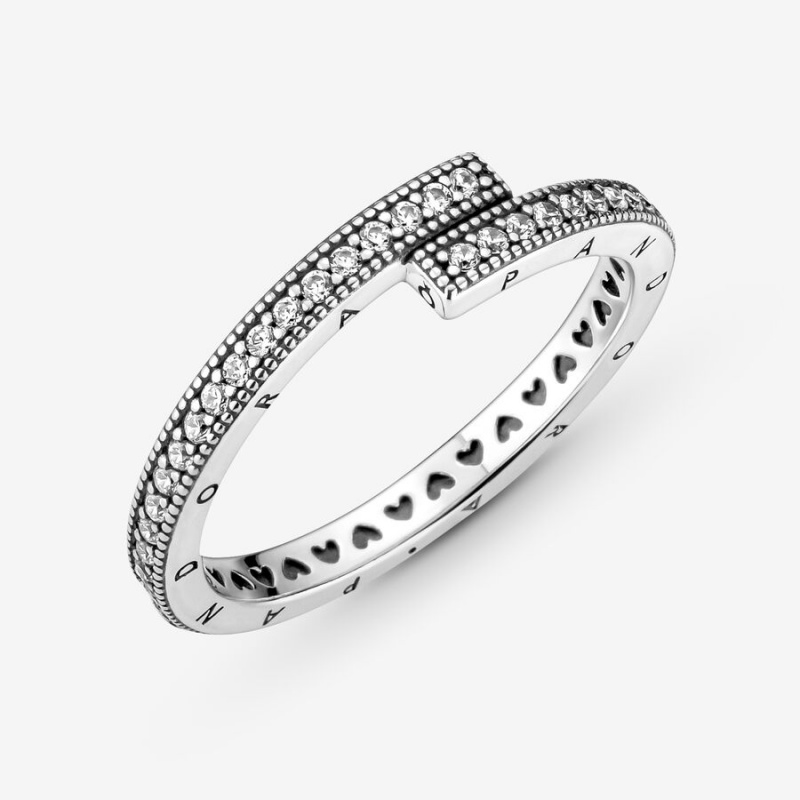 Pandora Sparkling Overlapping Band Rings Sterling Silver | 847-EWJQMB