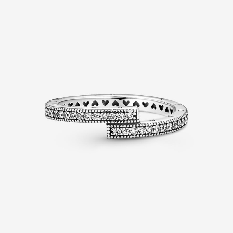 Pandora Sparkling Overlapping Band Rings Sterling Silver | 847-EWJQMB