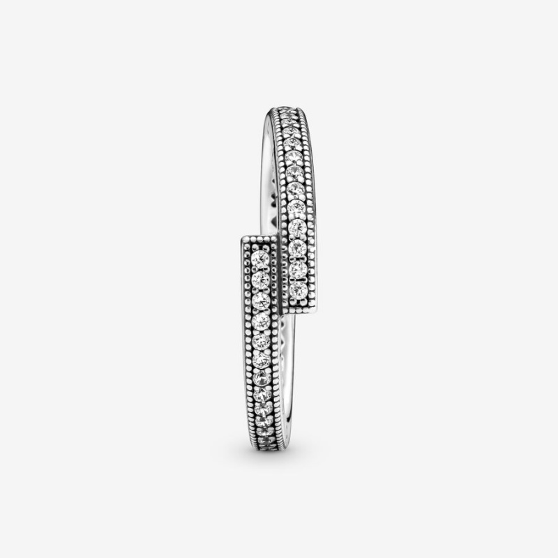 Pandora Sparkling Overlapping Band Rings Sterling Silver | 847-EWJQMB