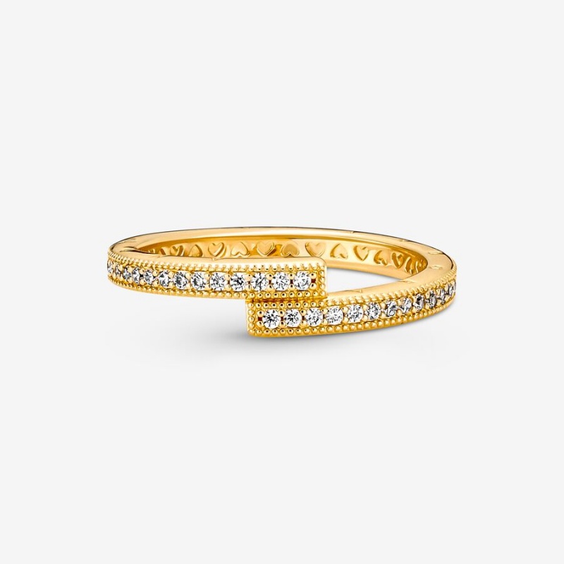 Pandora Sparkling Overlapping Stackable Rings Gold Plated | 728-KOJSWU