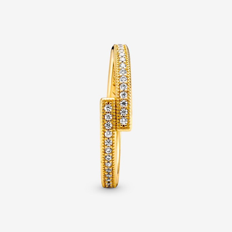 Pandora Sparkling Overlapping Stackable Rings Gold Plated | 728-KOJSWU