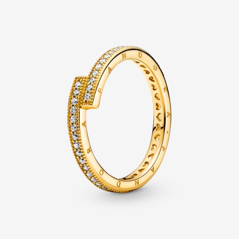 Pandora Sparkling Overlapping Stackable Rings Gold Plated | 728-KOJSWU