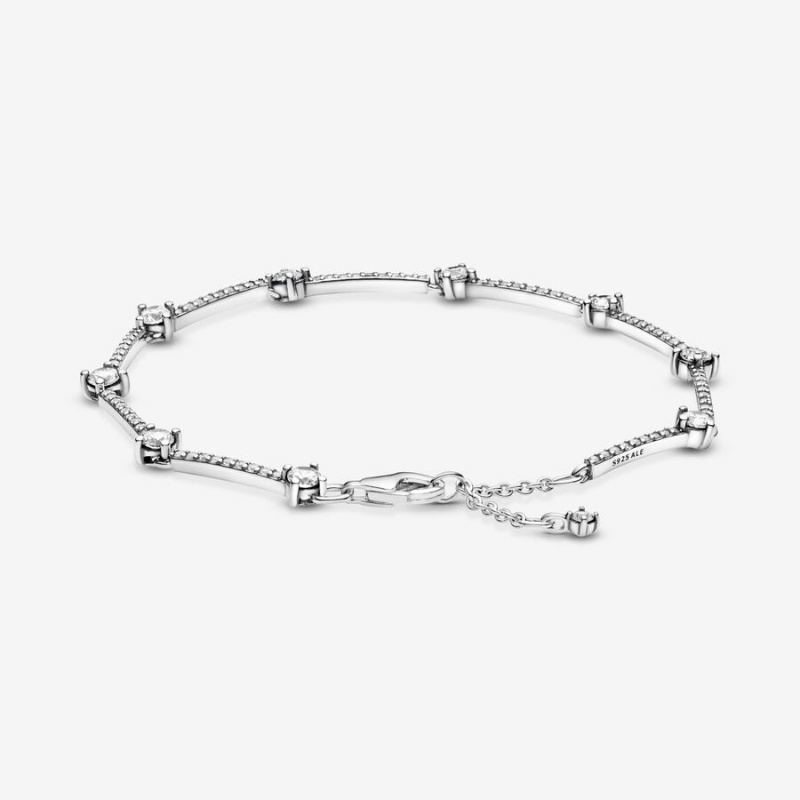 Pandora Sparkling Pavé Bars Non-charm Bracelets Sterling Silver | 368-MXCZNU