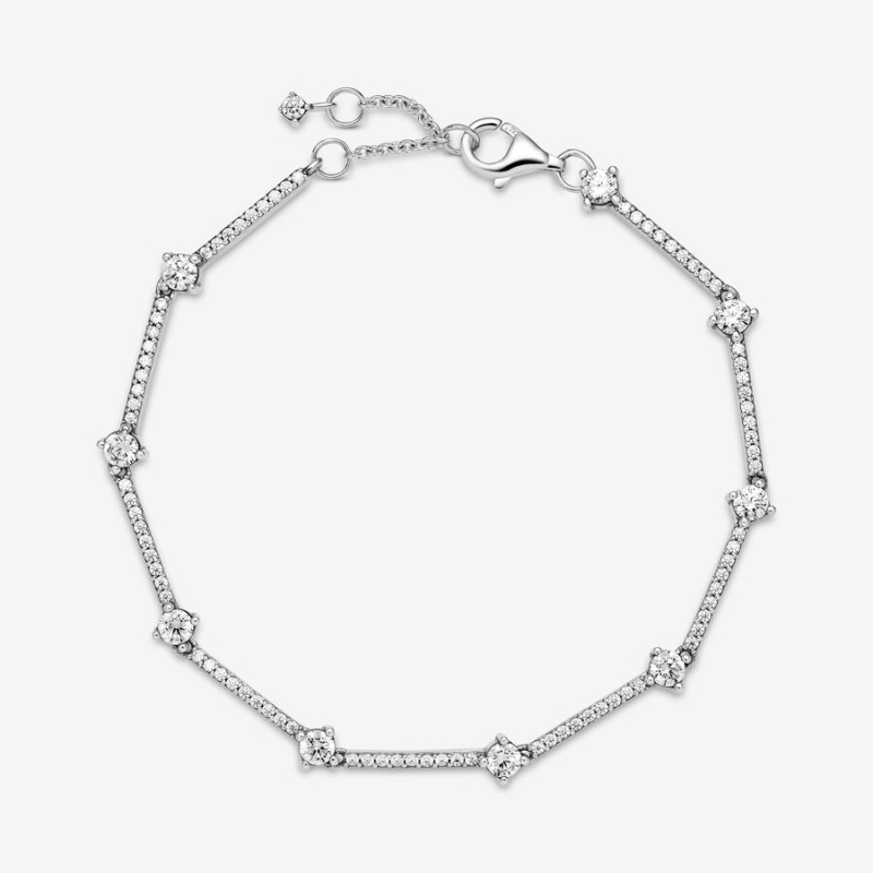 Pandora Sparkling Pavé Bars Non-charm Bracelets Sterling Silver | 368-MXCZNU