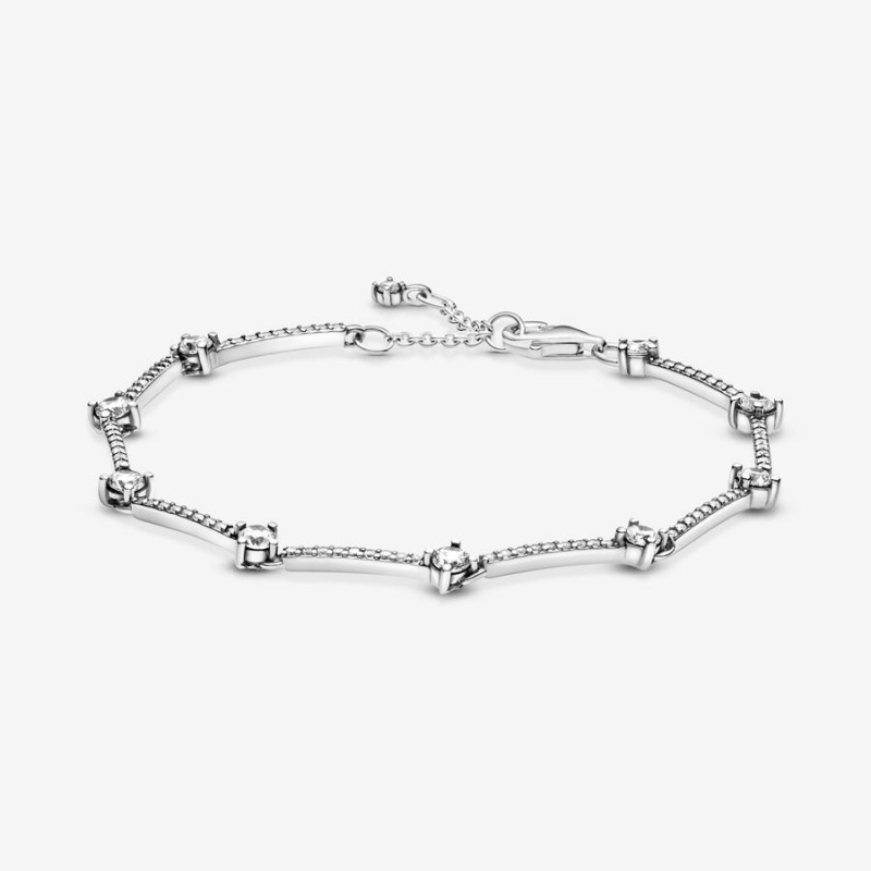 Pandora Sparkling Pavé Bars Non-charm Bracelets Sterling Silver | 368-MXCZNU