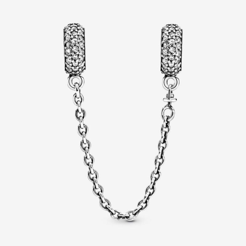 Pandora Sparkling Pavé Safety Safety Chains Sterling Silver | 079-OHFVJI