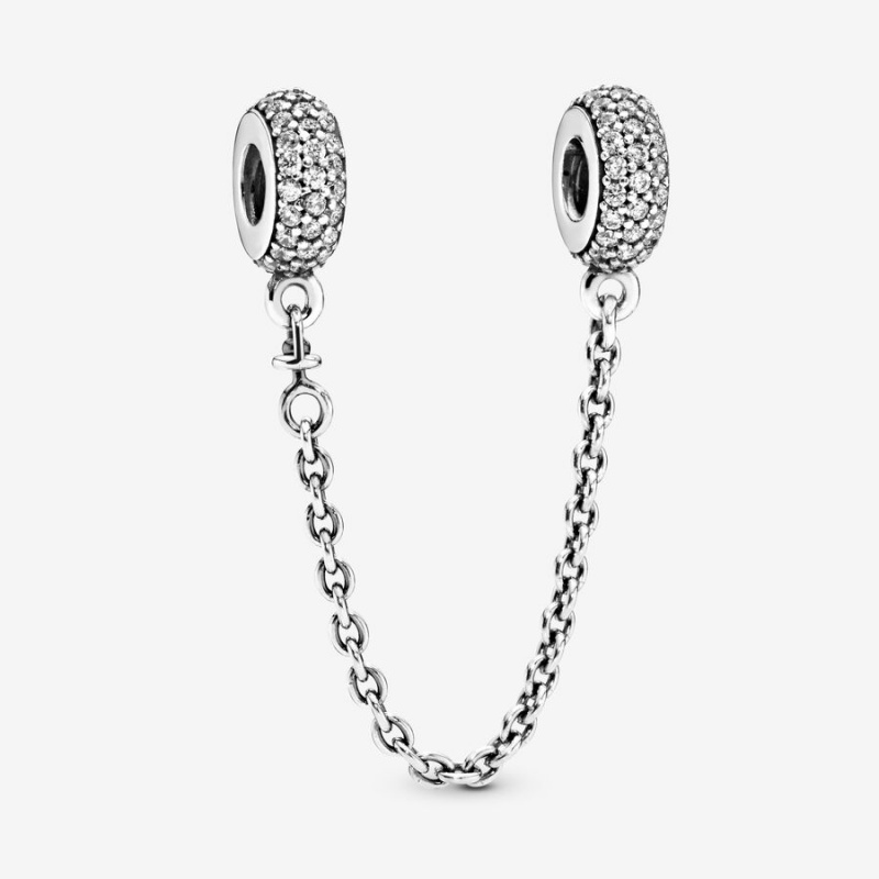 Pandora Sparkling Pavé Safety Safety Chains Sterling Silver | 079-OHFVJI