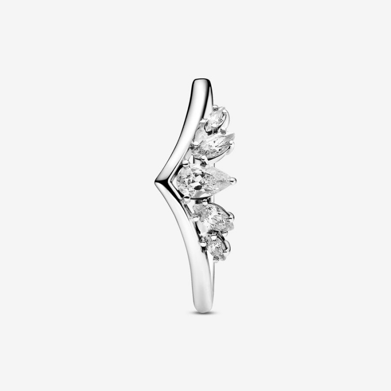 Pandora Sparkling Pear & Marquise Wishbone Stackable Rings Sterling Silver | 253-ZKXUOC