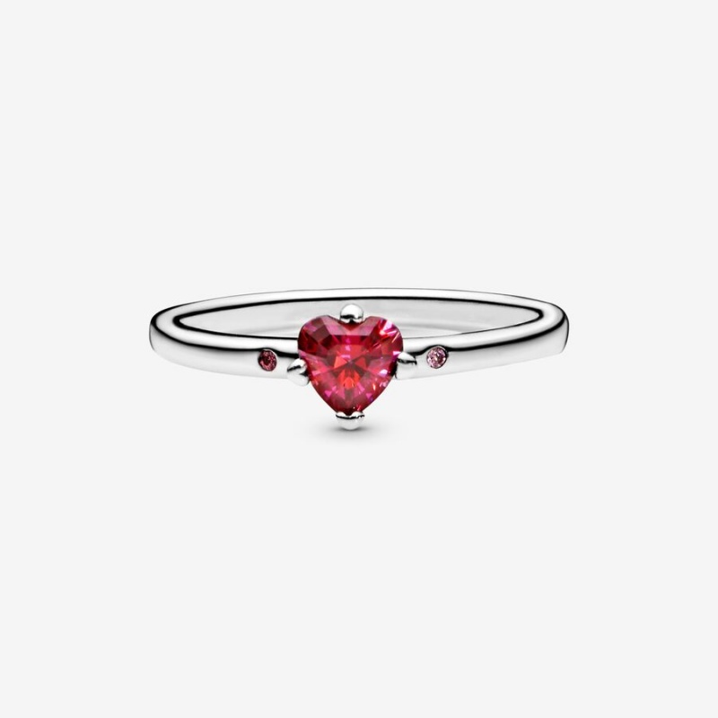 Pandora Sparkling Red Halo & Solitaire Rings Sterling Silver | 182-WXAOSV