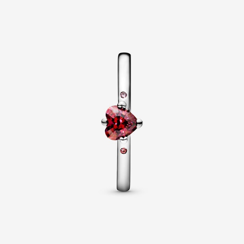 Pandora Sparkling Red Halo & Solitaire Rings Sterling Silver | 182-WXAOSV