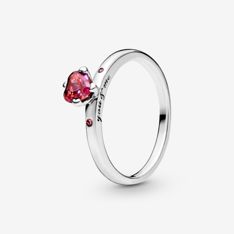 Pandora Sparkling Red Halo & Solitaire Rings Sterling Silver | 182-WXAOSV