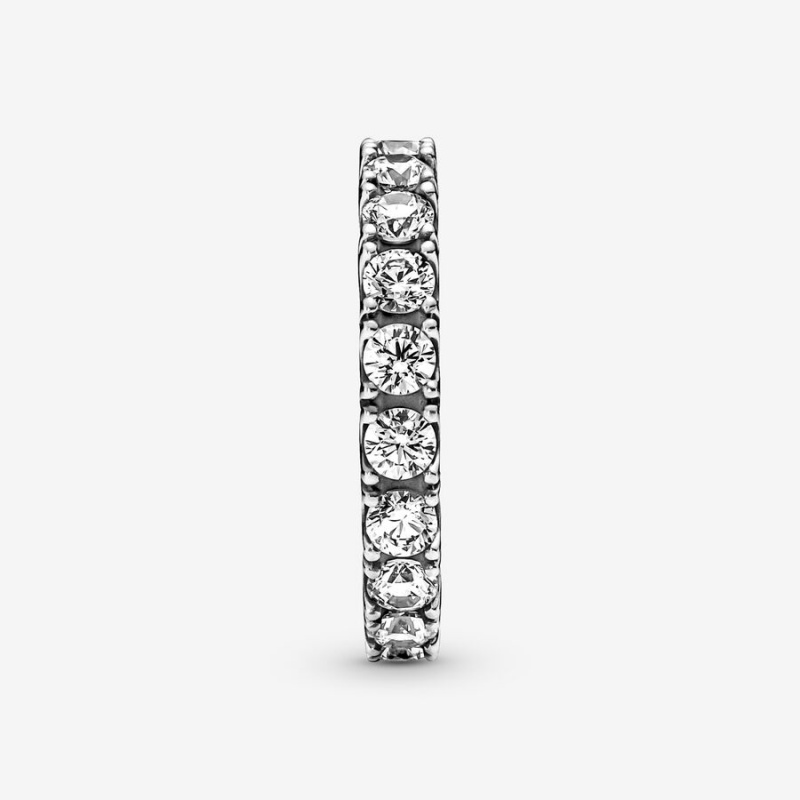 Pandora Sparkling Row Eternity Band Rings Sterling Silver | 405-LNEKXS