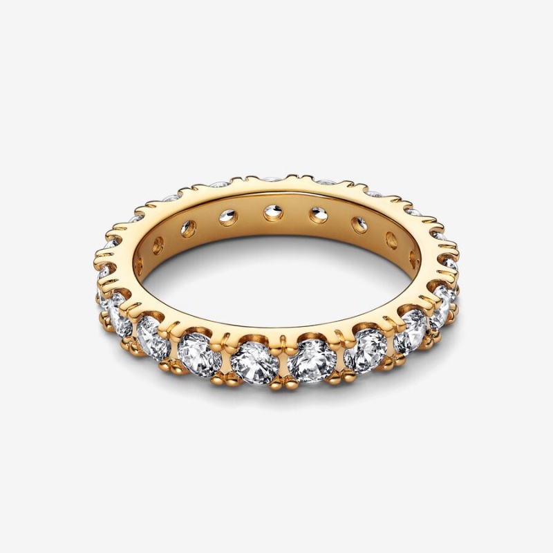 Pandora Sparkling Row Eternity Band Rings Gold Plated | 462-PYCQRB