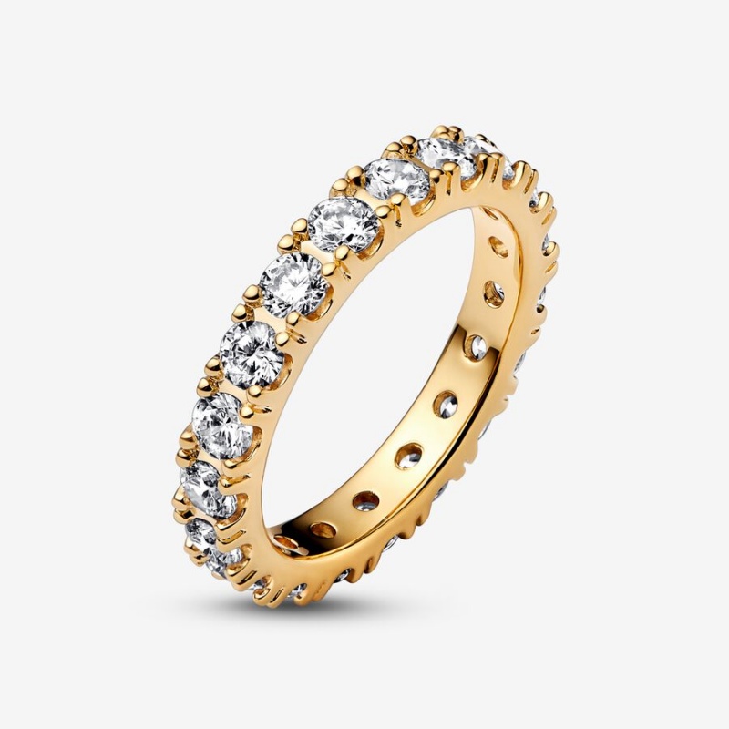 Pandora Sparkling Row Eternity Band Rings Gold Plated | 462-PYCQRB