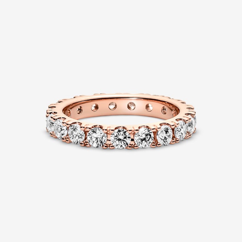 Pandora Sparkling Row Eternity Band Rings Rose Gold Plated | 461-LSYORA