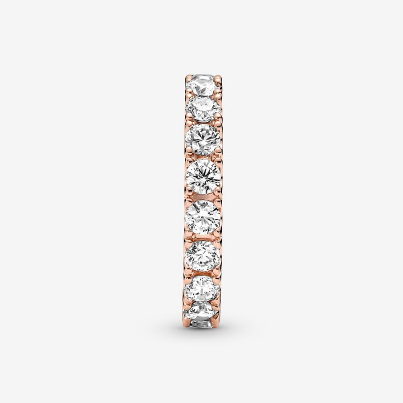 Pandora Sparkling Row Eternity Band Rings Rose Gold Plated | 461-LSYORA