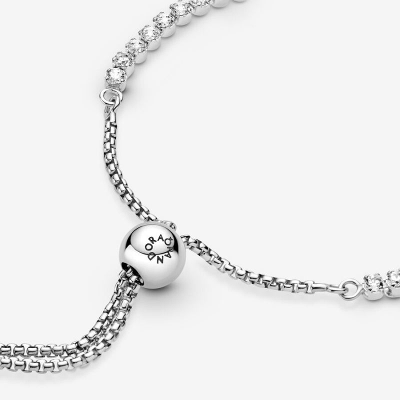 Pandora Sparkling Slider Tennis Sliding Bracelets Sterling Silver | 398-DYVOBS