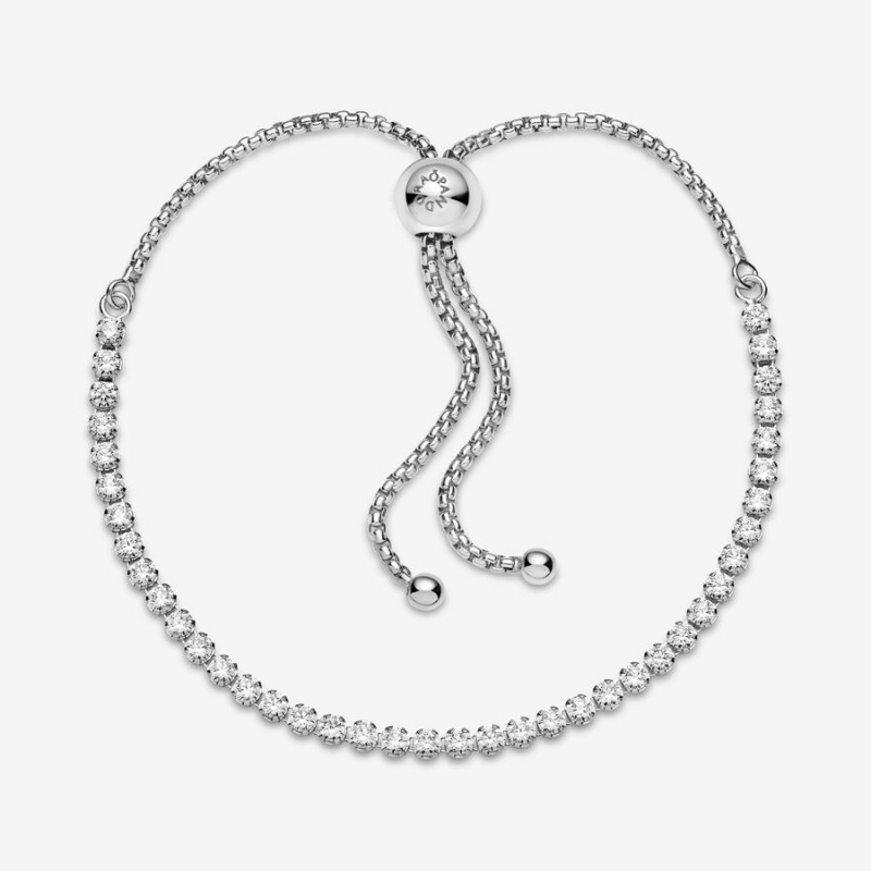 Pandora Sparkling Slider Tennis Sliding Bracelets Sterling Silver | 398-DYVOBS