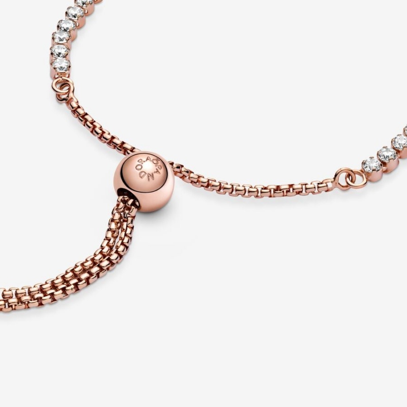 Pandora Sparkling Slider Tennis Sliding Bracelets Rose Gold Plated | 187-EPHBDN