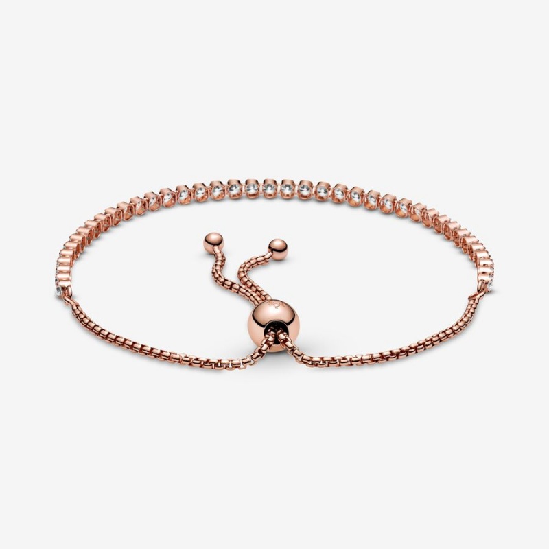 Pandora Sparkling Slider Tennis Sliding Bracelets Rose Gold Plated | 187-EPHBDN